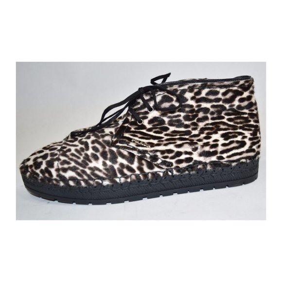 $950+ PRADA MILANO Leopard Print CALF HAIR Espadrille PLATFORM BOOT 39 (Z1) - Picture 9 of 12